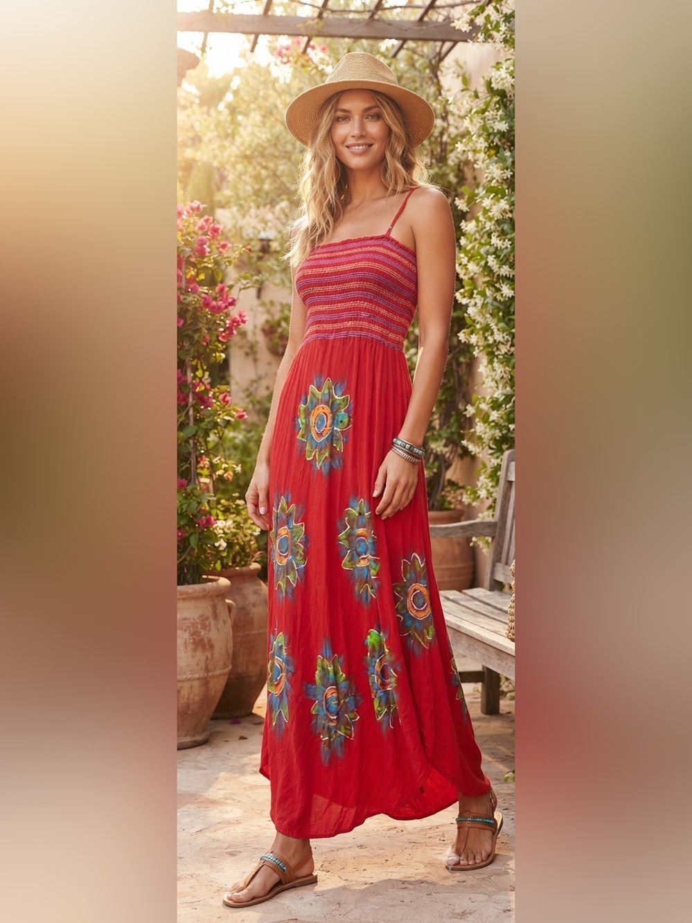 California Breeze Hippie Boho Sequin Maxi Dress